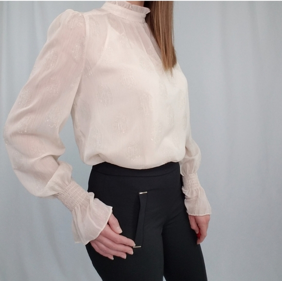 Beige Mock Neck Blouse with Camisole - Picture 10 of 10